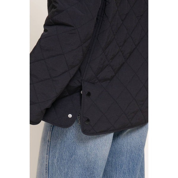Long Sleeve Lapel Collar Quilted Puffer Jacket