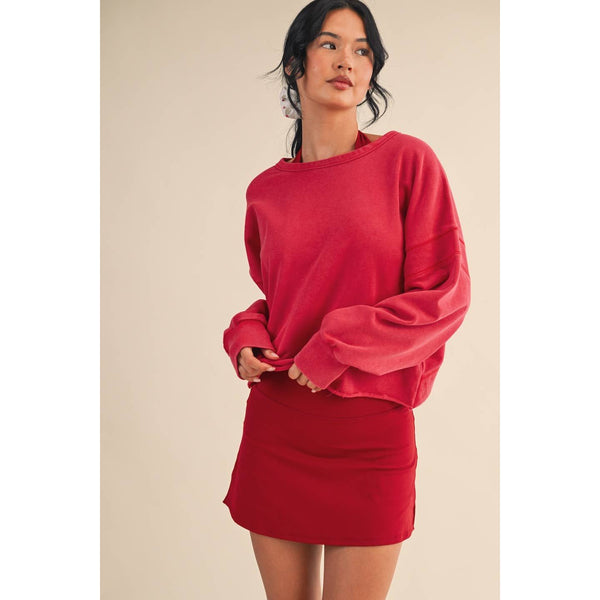 Mineral Wash Cutout Back Layering Sweatshirt