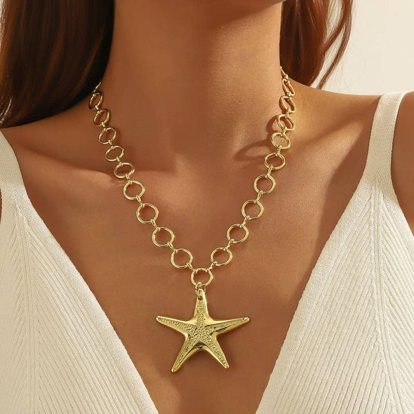 JOSSLYN by wall to wall - PUFFY STAR CHUNKY CHAIN STATEMENT NECKLACE | 40NK9571