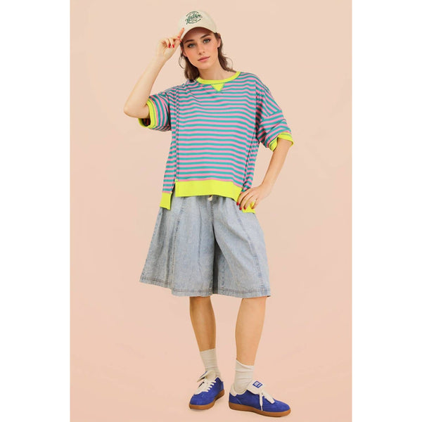 Oversized Stripe Casual Knit Top