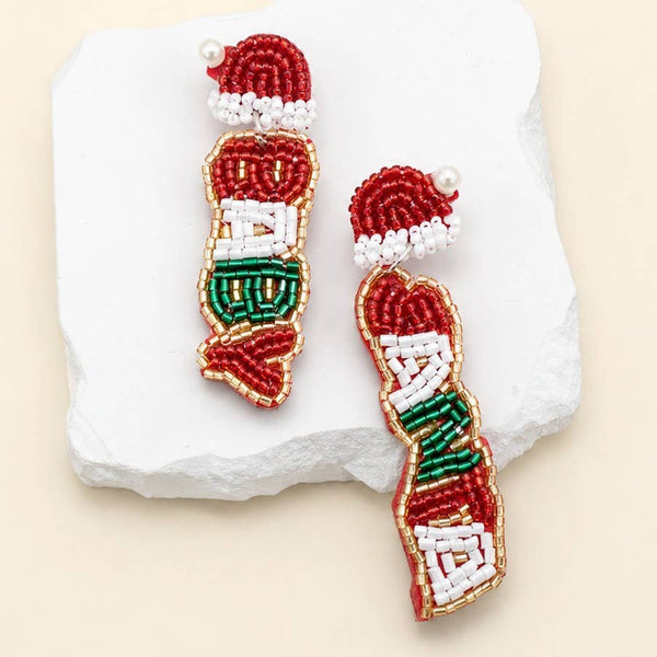 JOSSLYN by wall to wall - CHRISTMAS SEED BEADED STATEMENT DROP EARRINGS | 40E434