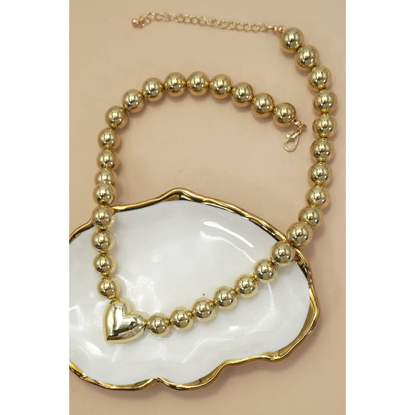 JOSSLYN by wall to wall - PUFFY HEART BALL CHAIN NECKLACE | 40NK9484