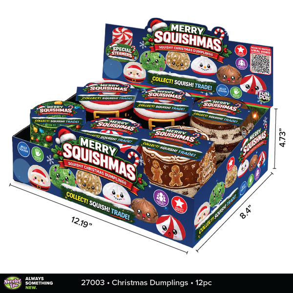 Novelty Brands - Fun Doh Christmas Dumpling Squishy Toy 12pc Holiday Display