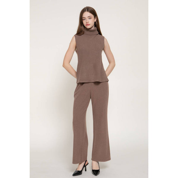 Active Sleeveless Turtle Neck Soft Knit Top