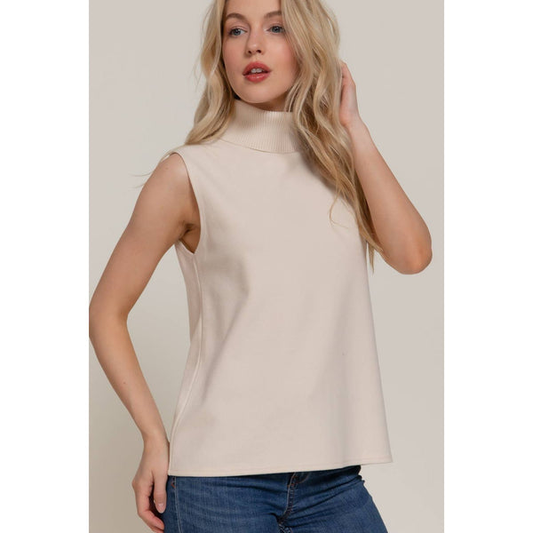 Active Sleeveless Turtle Neck Soft Knit Top