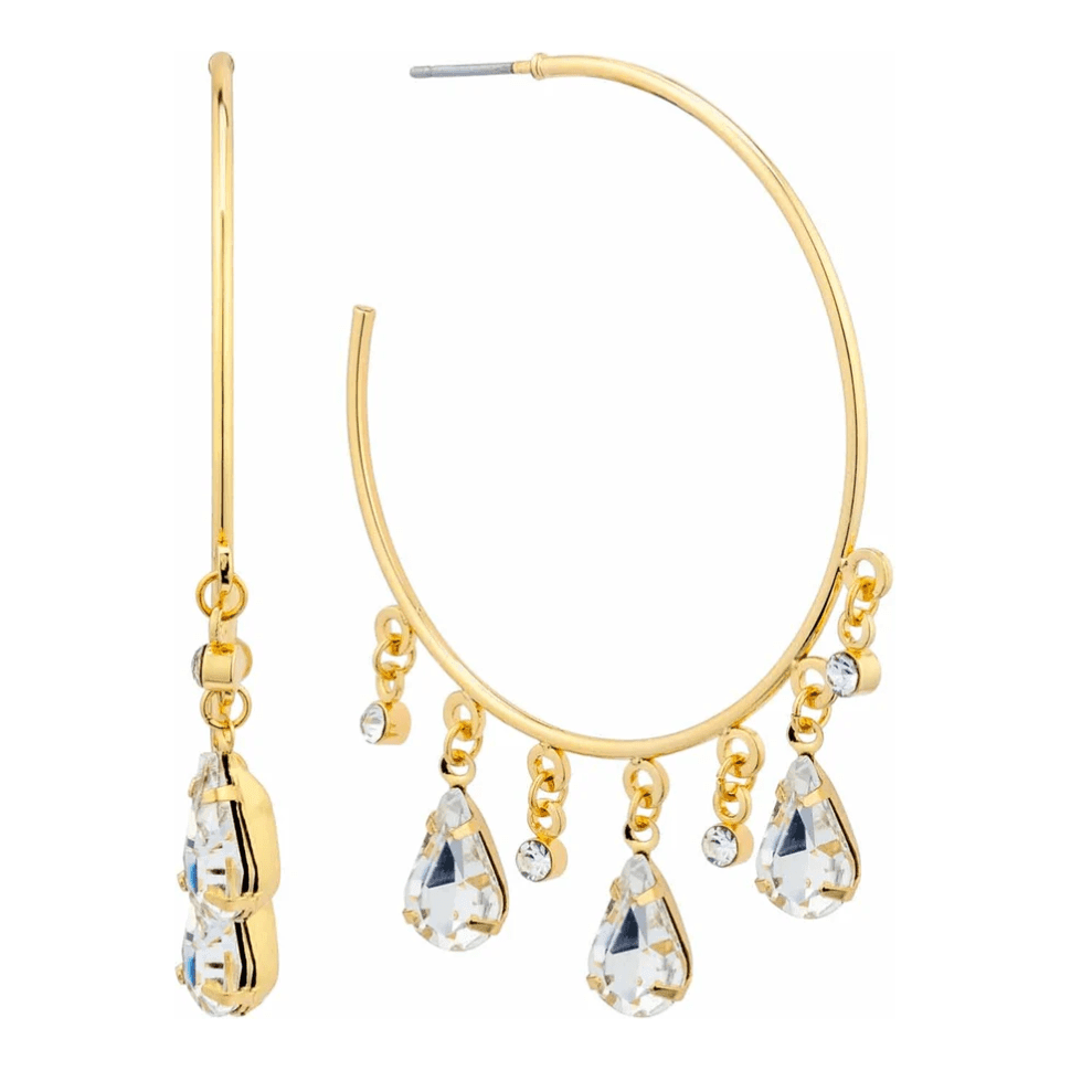 Gold and Crystal Charm 1.5" Hoop Earring - Southern Roots Clothing Company