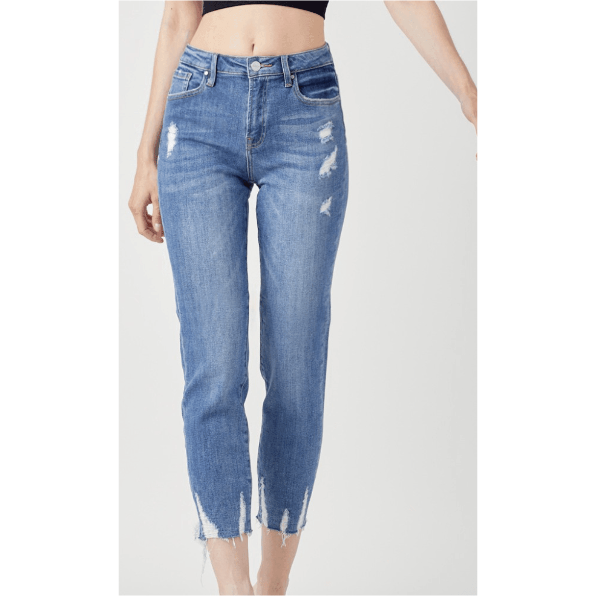 High Rise Cropped Jean with Raw Hem - Southern Roots Clothing Company