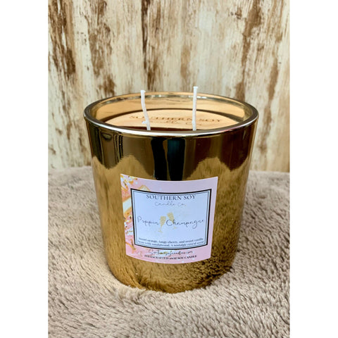 Southern Soy Poppin Champagne 16oz Gold Metallic Candle
