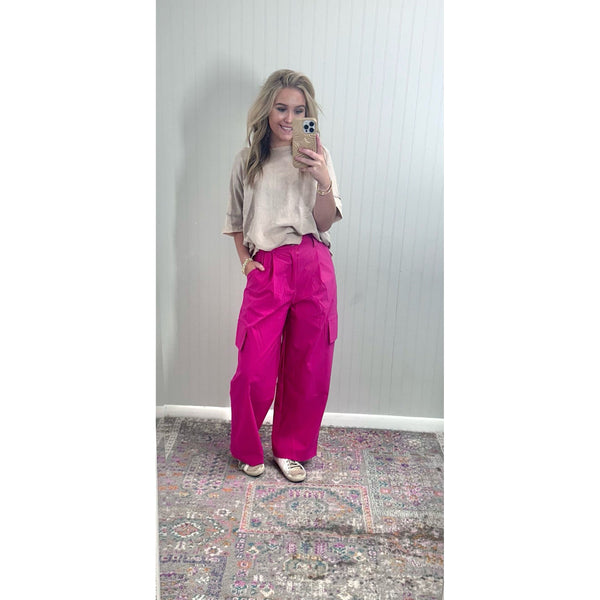 Taylor Hot Pink Wide Leg Cargos