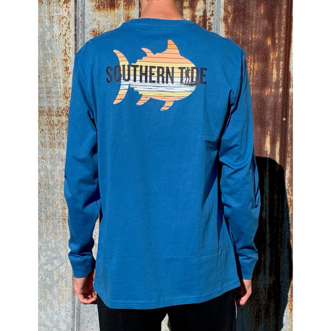 Southern Tide Long Sleeve  Paddleboarder Tee - Atlantic Blue