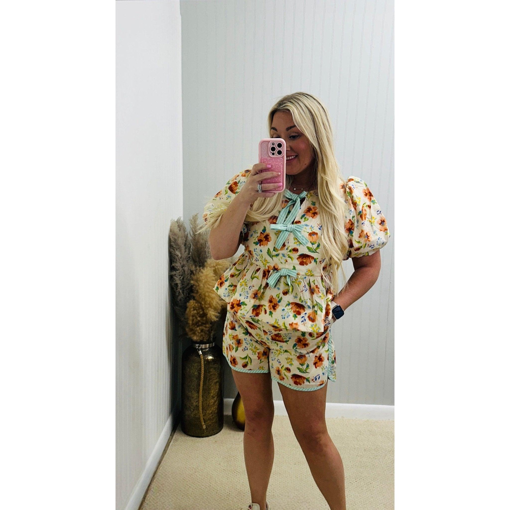 In Bloom Bow Babydoll Set - Southern Roots Clothing Company