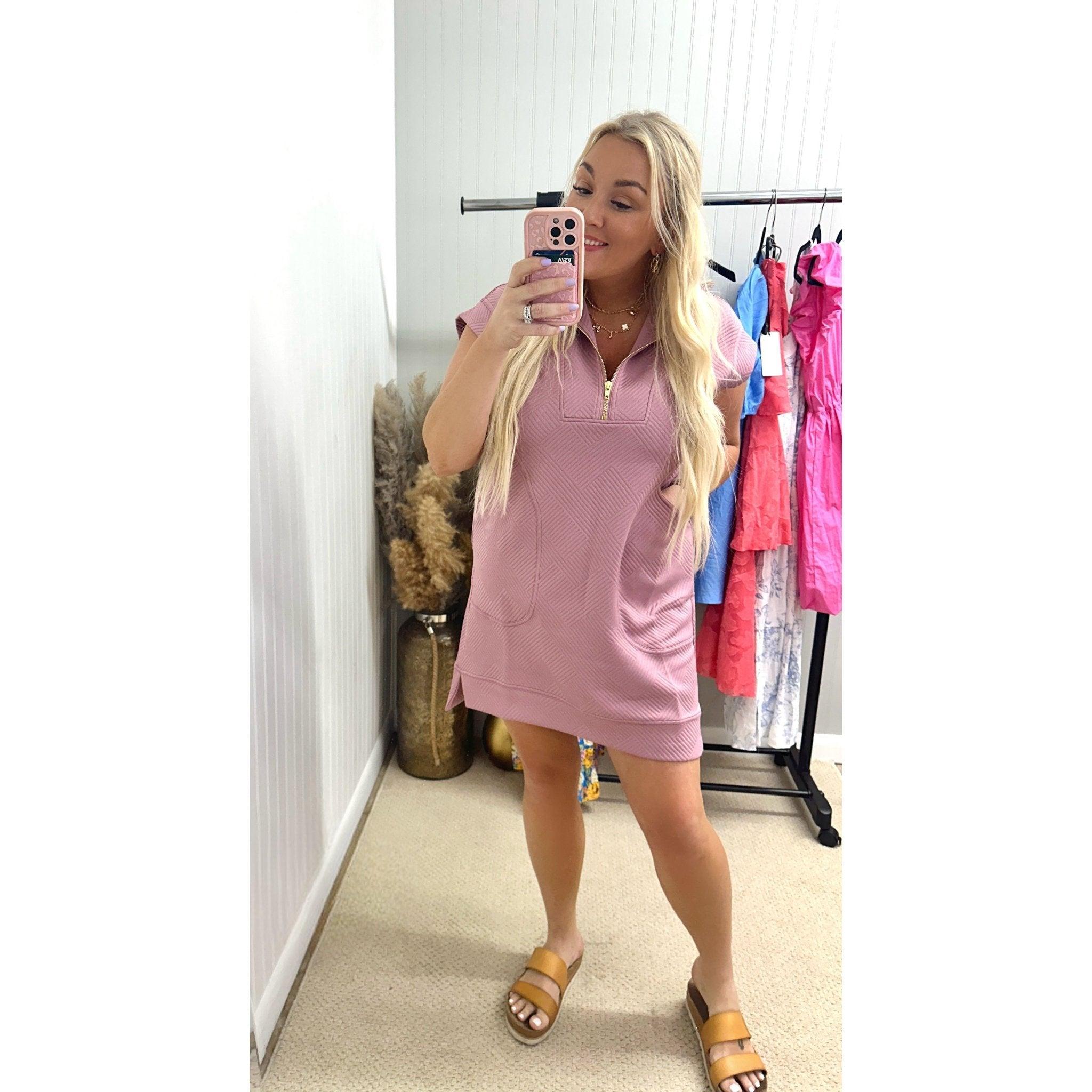 Jacquard Quarter Zip Dress - Southern Roots Clothing Company