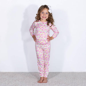 Kid's Tulip Fields Long Sleeve Pajamas - White/Multi - Southern Roots Clothing Company