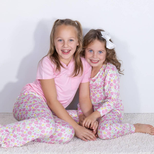 Kid's Tulip Fields Long Sleeve Pajamas - White/Multi - Southern Roots Clothing Company