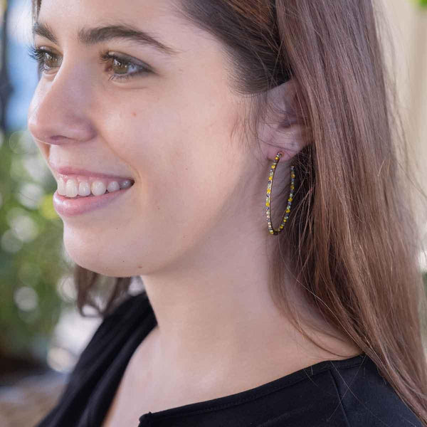 Krewe Kaleidoscope Hoop Earring Purple/Green/Yellow 2" - Southern Roots Clothing Company