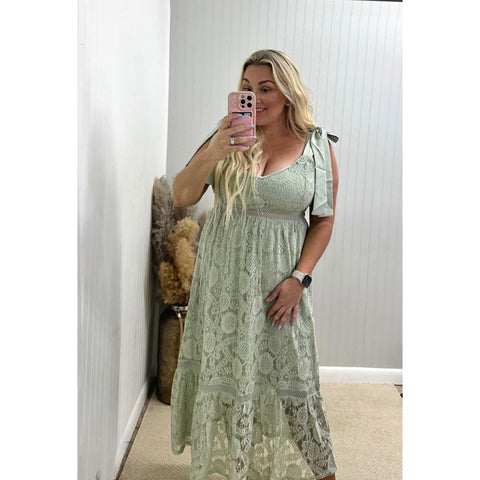 Lace Sage Midi Dress - Southern Roots Clothing Company
