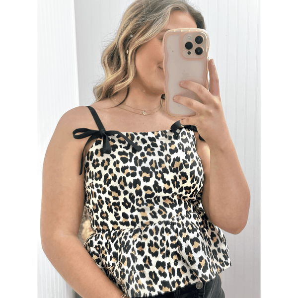 Leopard Bow Tank Top - Southern Roots Clothing Company