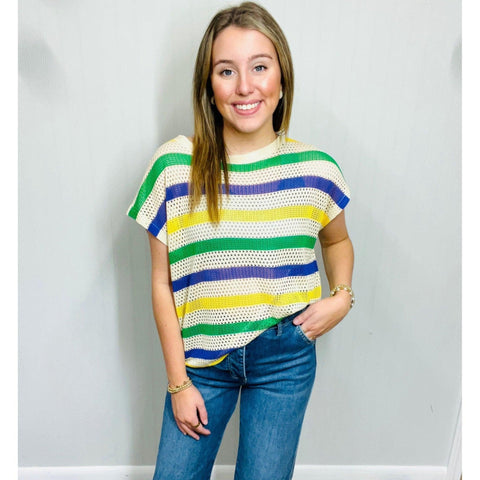 Mardi Gras Knit Sweater Top - Southern Roots Clothing Company
