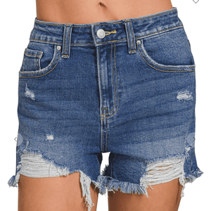 Mid Rise Raw Frayed Hem Denim Shorts - Southern Roots Clothing Company