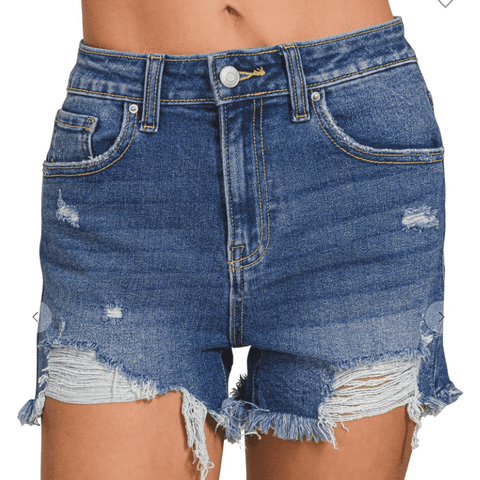 Mid Rise Raw Frayed Hem Denim Shorts - Southern Roots Clothing Company