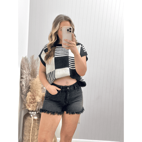 Mid Rise Raw Frayed Hem Washed Black Shorts - Southern Roots Clothing Company