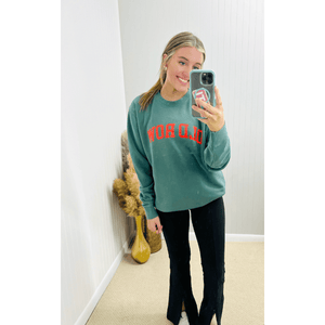 Old Row Crewneck Sweatshirt - Green/Red - Southern Roots Clothing Company