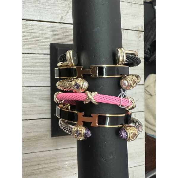 Pink Cord Bangle Bracelet - Southern Roots Clothing Company