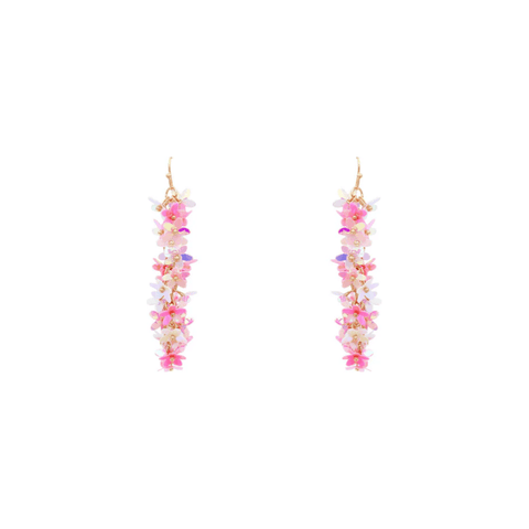 Pink Flower Sequin Falling 3" Earring - Southern Roots Clothing Company