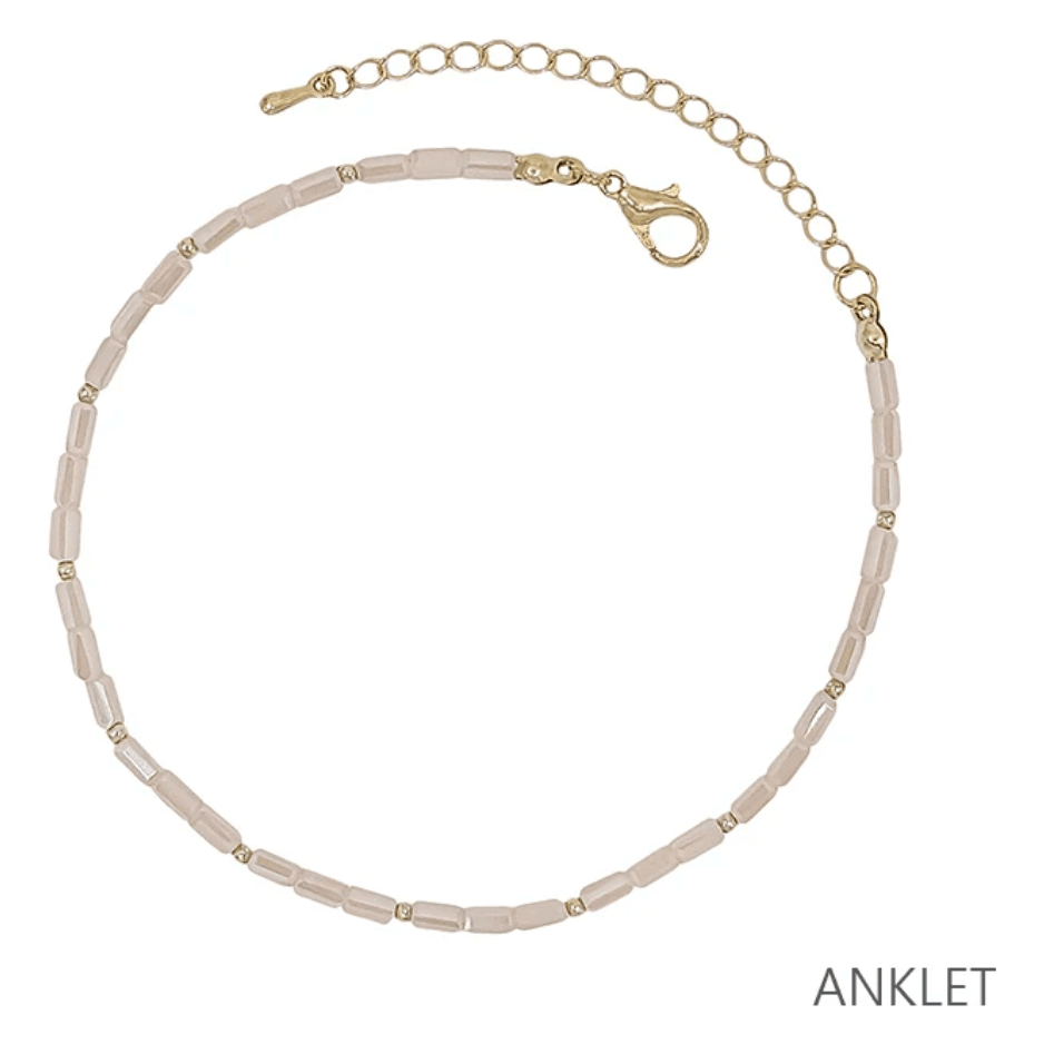 Pink Glass Beaded Anklet - Southern Roots Clothing Company