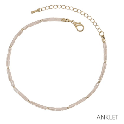 Pink Glass Beaded Anklet - Southern Roots Clothing Company