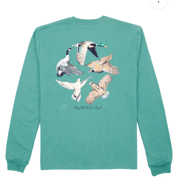 Properly Tied Flock LS - Teal - Southern Roots Clothing Company