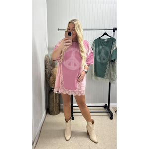 Retro Rules Peace N Lace Oversized Tee/Dress - Southern Roots Clothing Company