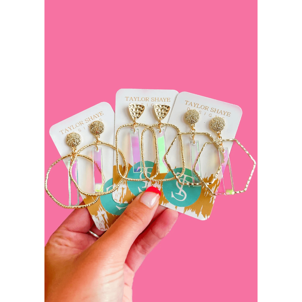 Rose Shimmer Stick Earrings - Rectangle - Southern Roots Clothing Company