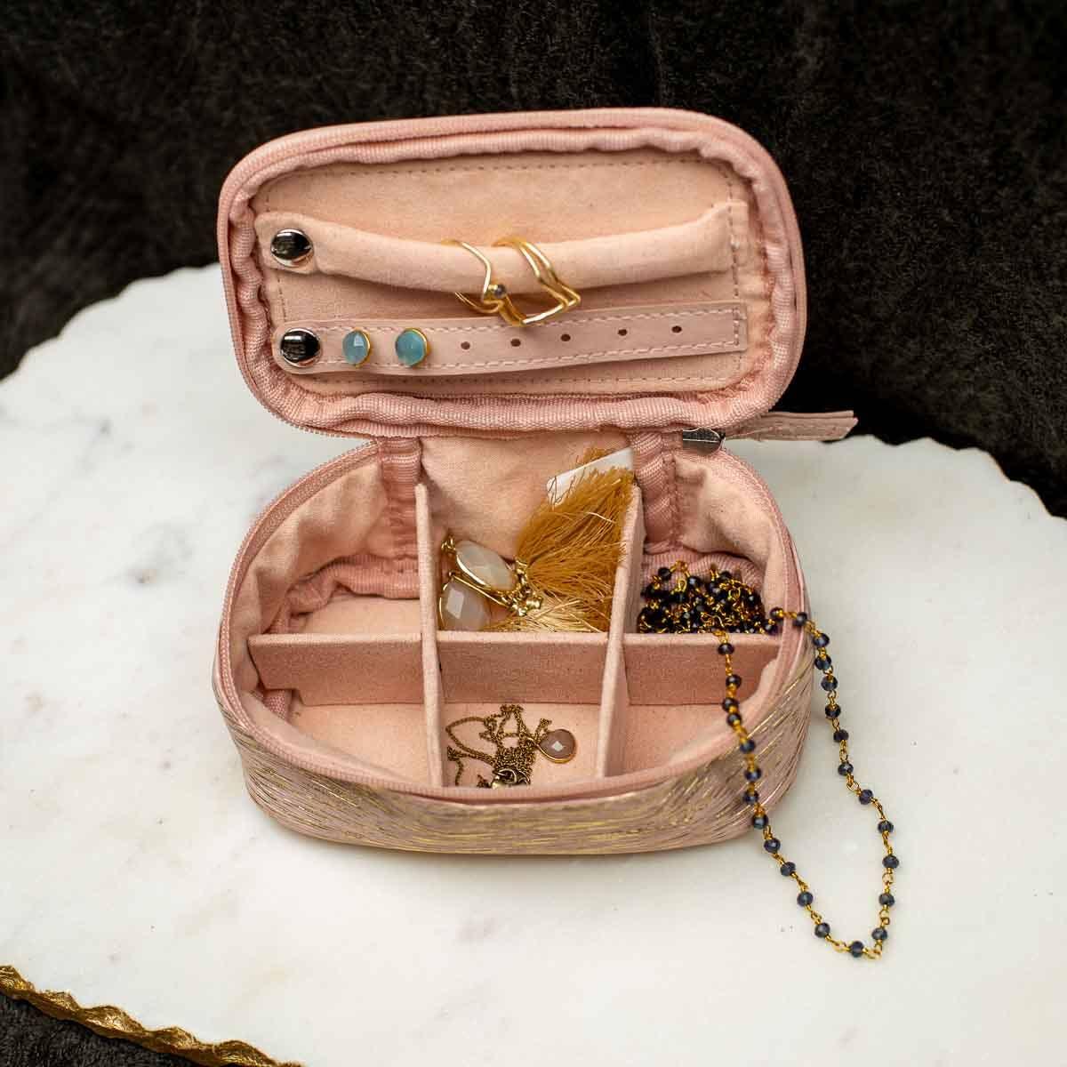 Shine Bright Jewelry Organizer Pink/Gold 5.5x2x3.5 - Southern Roots Clothing Company