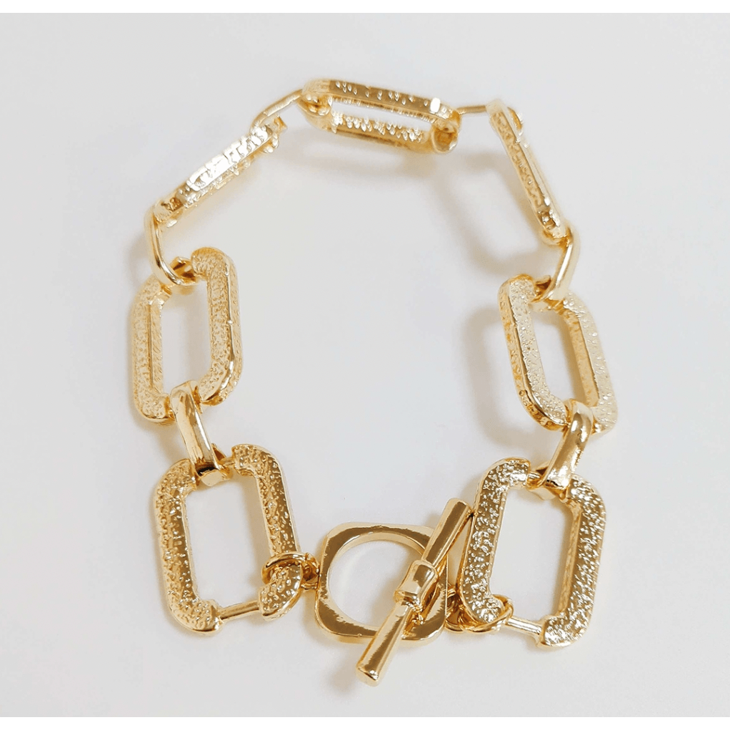 Shiny Gold Textured Chain Bracelet - Southern Roots Clothing Company