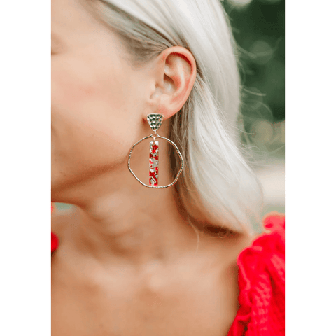 Taylor Shaye - Red/Silver Stick Hoops - Southern Roots Clothing Company