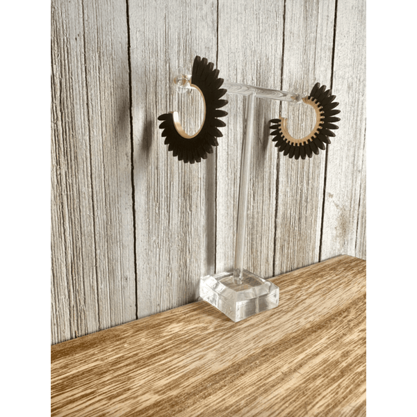 Wood Flower Hoop 1.5" Earring - Southern Roots Clothing Company