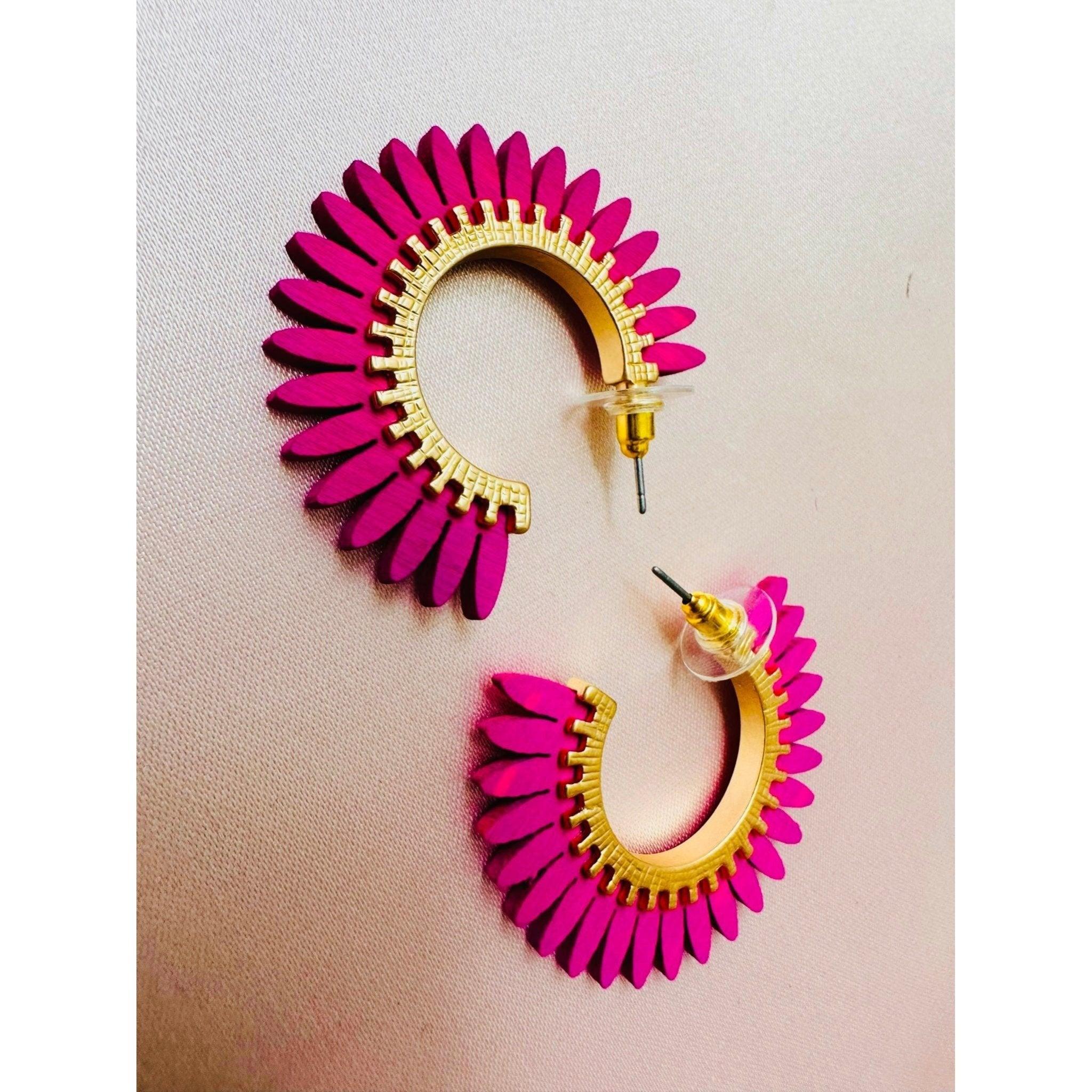 Wood Flower Hoop 1.5" Earring - Southern Roots Clothing Company